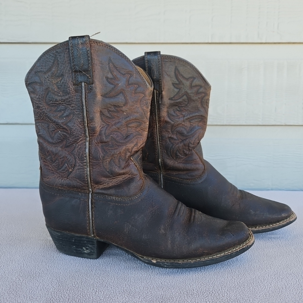 Ariat Kids Legend Brown Leather Western Boots Youth 5 Pull On Square Toe